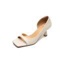 [M133] 루미에르(Lumier) 스퀘어토 미들힐 샌들 6cm - 오프화이트