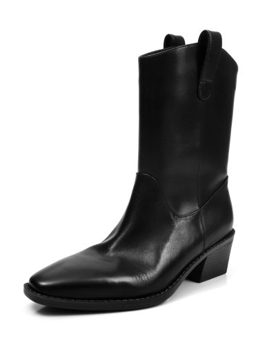 [M163] 마르고(Margaux) 웨스턴 미들 부츠 포인티드 토 6cm - 블랙